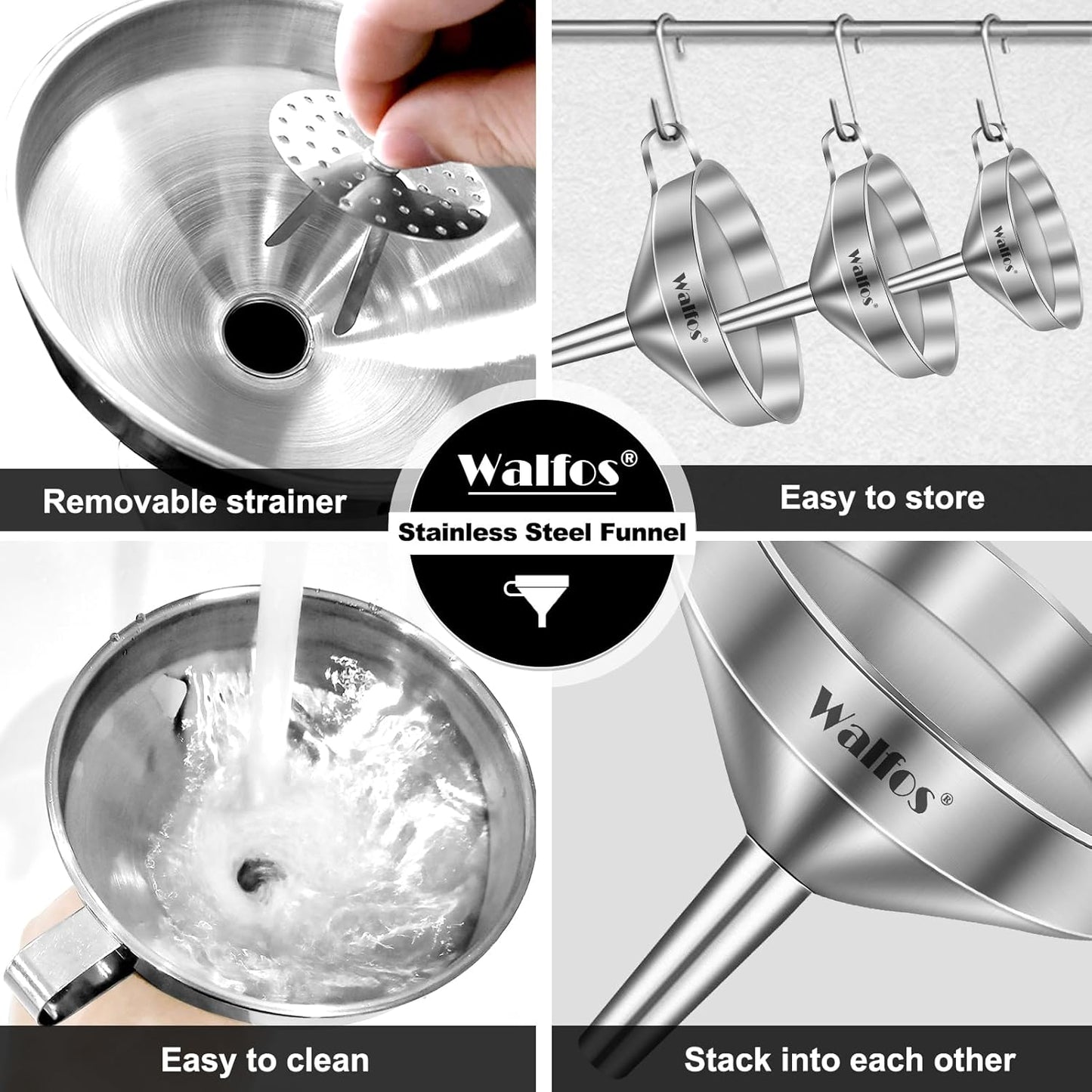 Microplastic-Free Stainless Steel Funnel Set, 3-Piece – Walfos