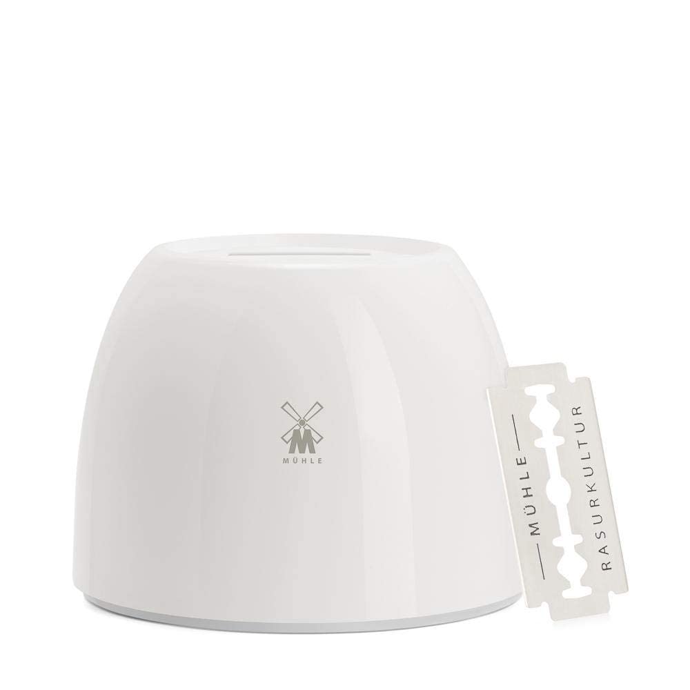 MÜHLE Porcelain Blade Bank: Elegant White Razor Blade Collector