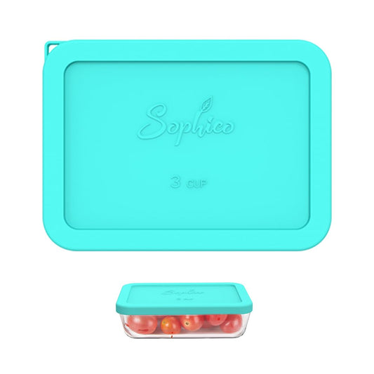 Turquoise Sophico silicone storage lids on a white background