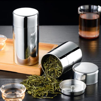 Plastic-Free Stainless Steel Tea Canister, Double Lid, 550 ml – AUNMAS