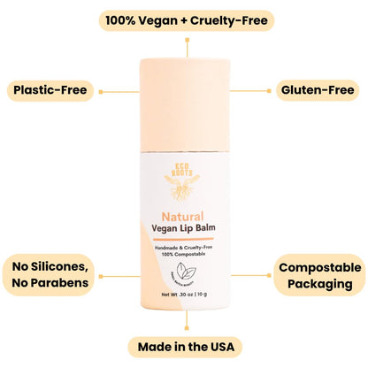 Organic Tinted Lip Balm 2-Pack: Coconut Oil & Plastic-Free Packaging