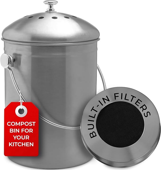 Microplastic-Free Kitchen: Epica Stainless Steel Compost Bin Non-Toxic