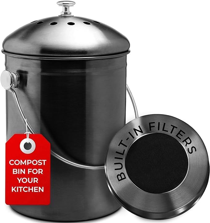 Microplastic-Free Kitchen: Epica Stainless Steel Compost Bin Non-Toxic