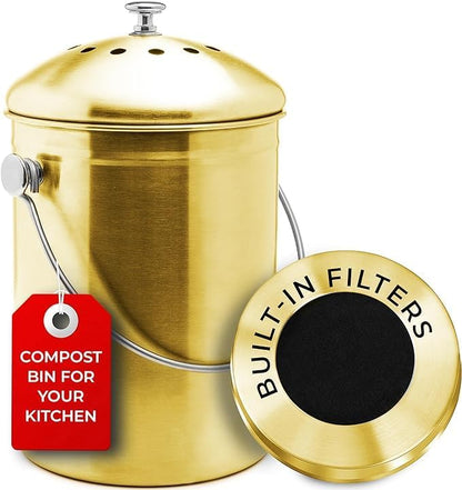 Microplastic-Free Kitchen: Epica Stainless Steel Compost Bin Non-Toxic