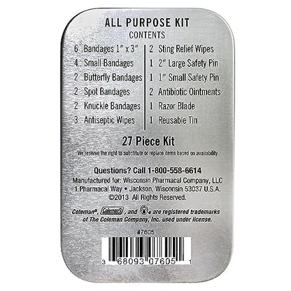 Coleman Mini First Aid Kit: 27-Piece Crush-Proof Metal Tin