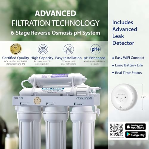 APC Water filtration system with advanced leak detector and pH enhancement features.