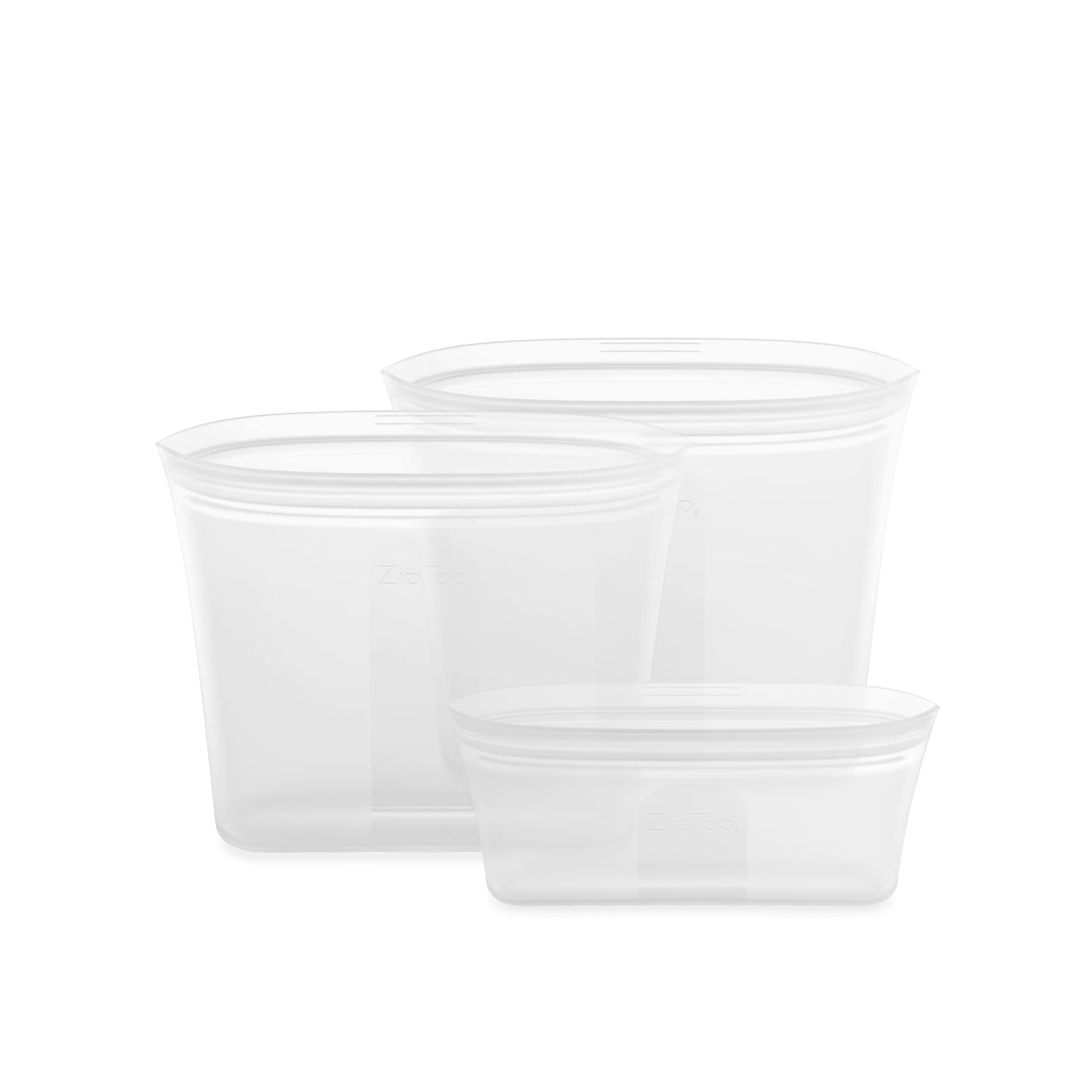 Reusable Silicone Bags, Stand-Up Zip Seal, 2-Bag Set - Zip Top