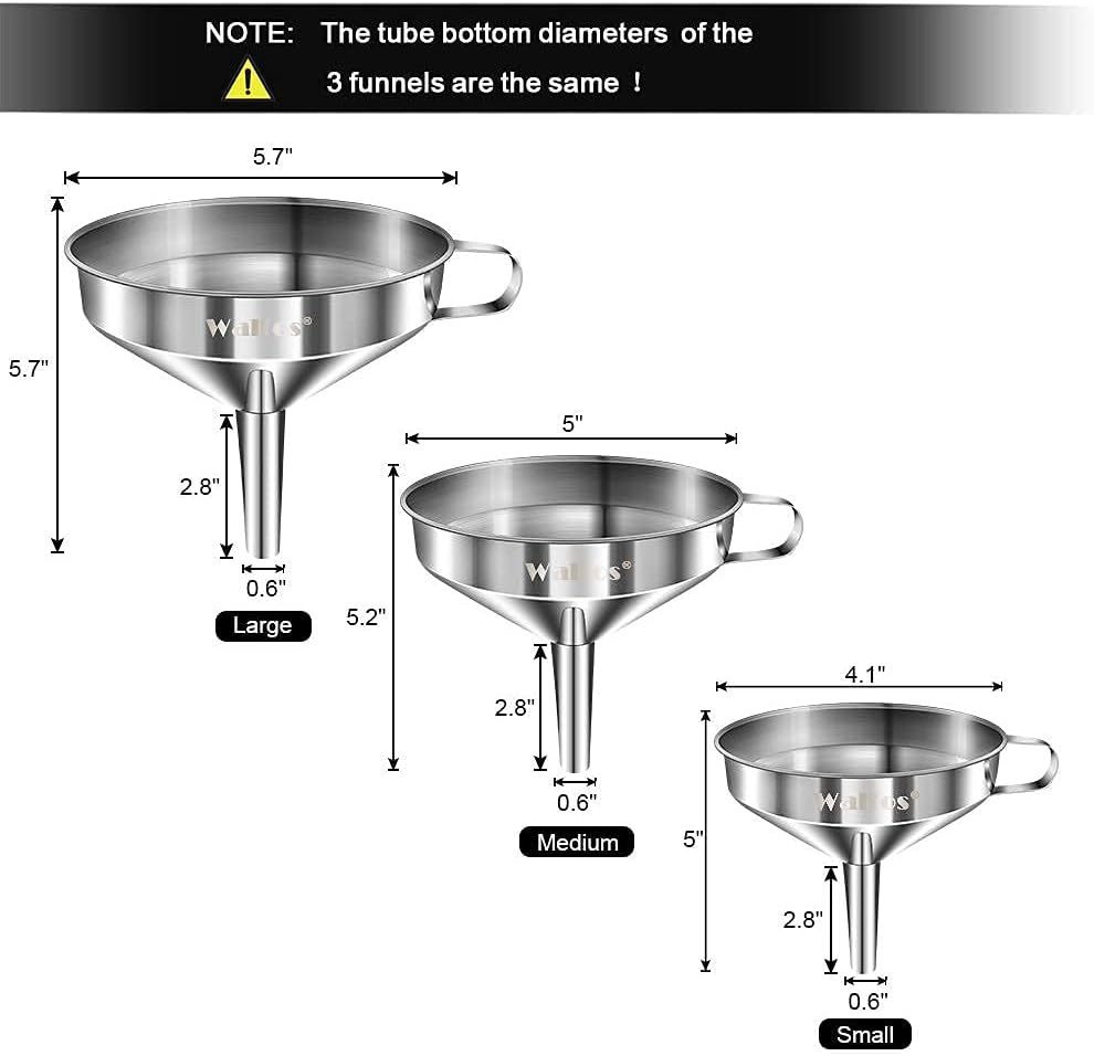 Microplastic-Free Stainless Steel Funnel Set, 3-Piece – Walfos