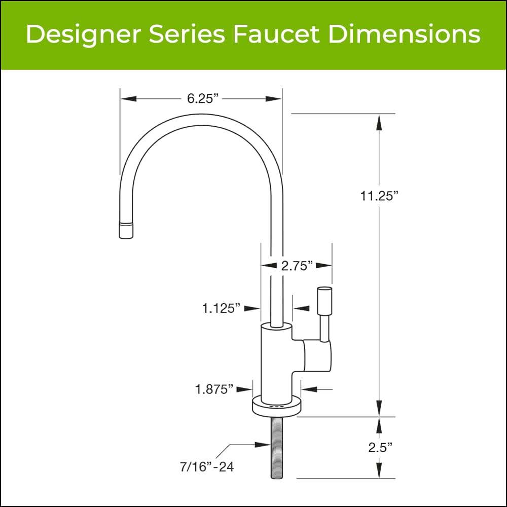 Diagram of a faucet with labeled dimensions on a white background.