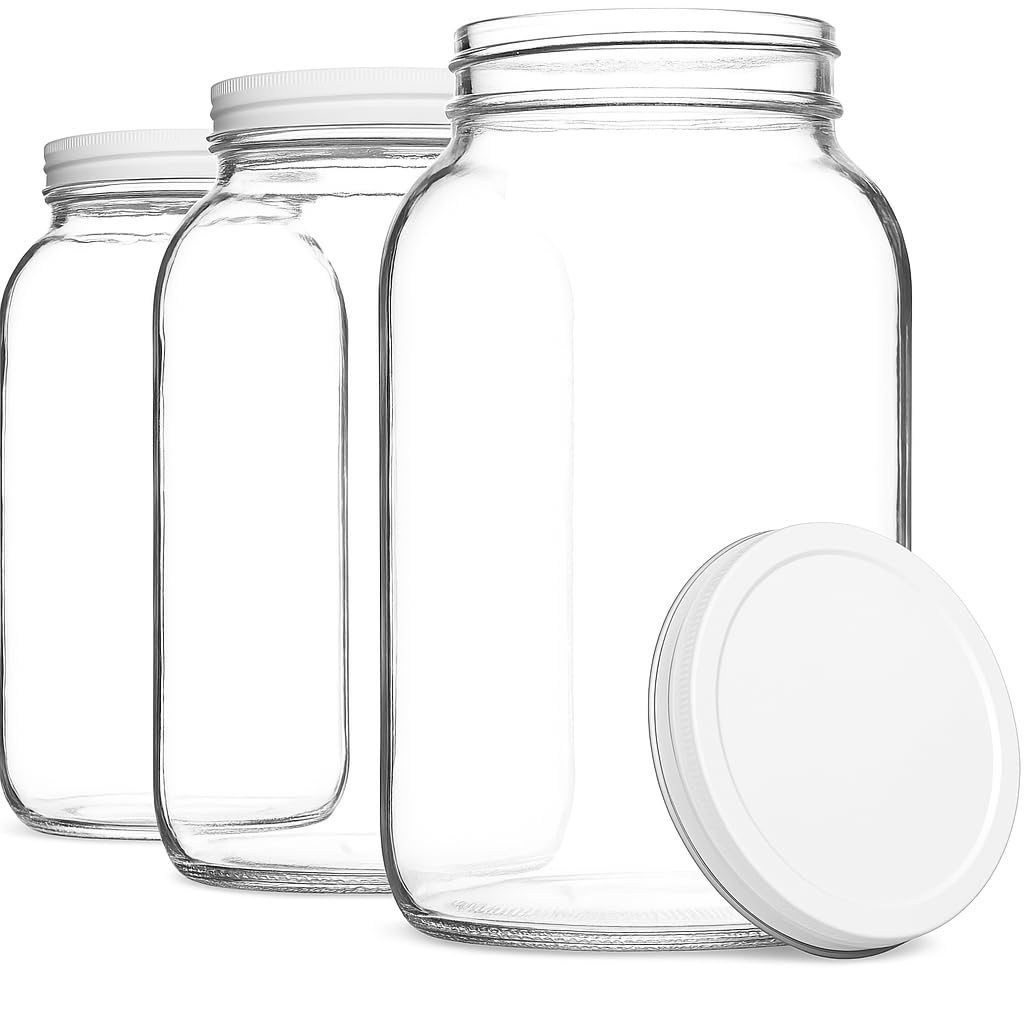 1-Gallon Glass Mason Jars with Airtight Metal Lids, 2-Pack - Kitchentoolz