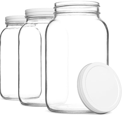 1-Gallon Glass Mason Jars with Airtight Metal Lids, 2-Pack - Kitchentoolz