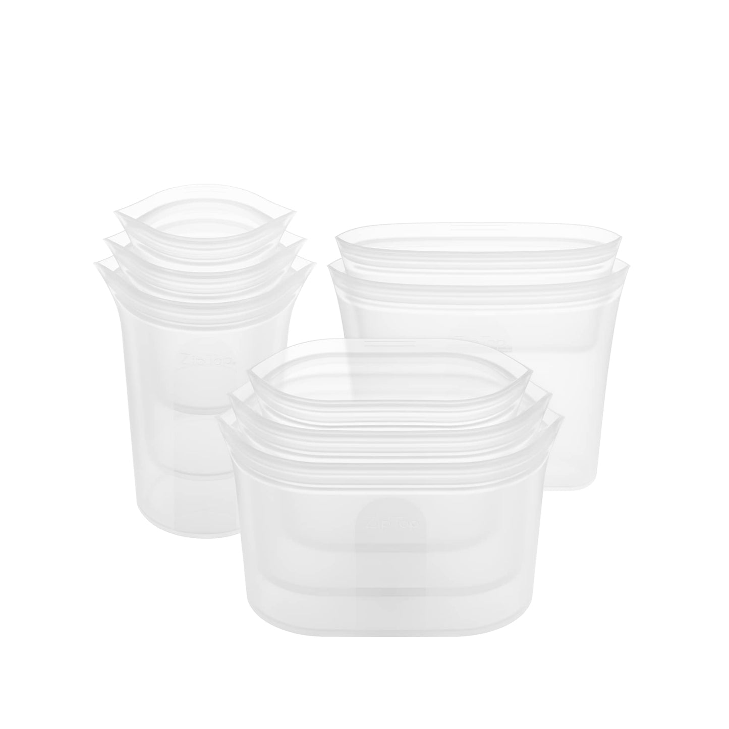 Reusable Silicone Bags, Stand-Up Zip Seal, 2-Bag Set - Zip Top