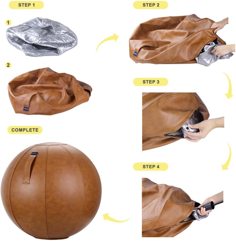 LifeSpan Fitness Ball Chair: Premium Caramel Leather Style