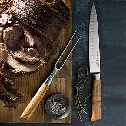 Messermeister Oliva Elite Carving Set (8" Knife & 6" Fork)