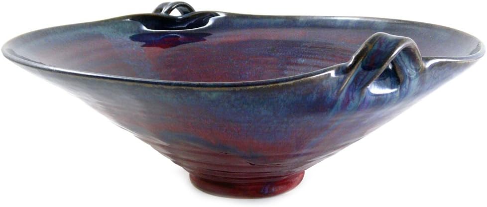 Modern Artisans Plum Perfect Stoneware Serving Bowl (2.5-Quart) with a blue and red glaze on a white background