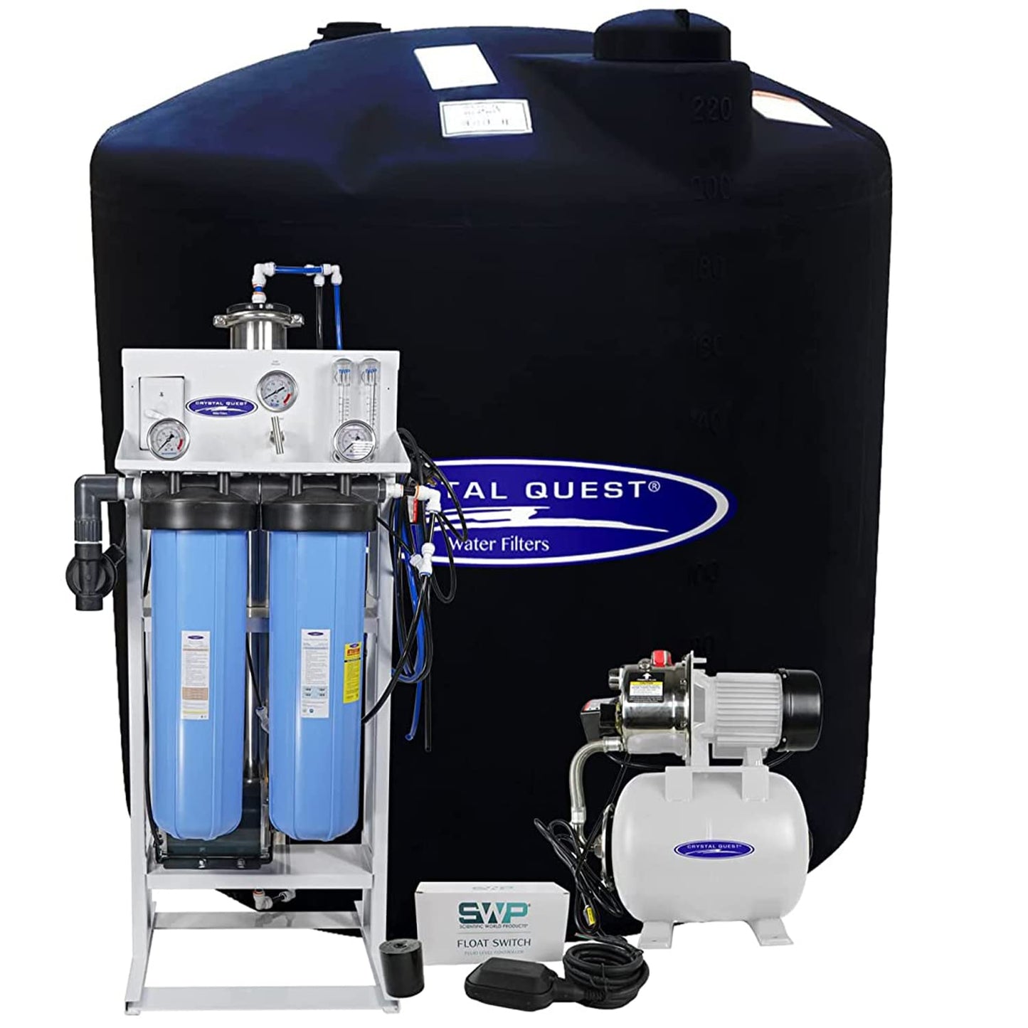 Water filtration system with Total Quest branding on a white background
