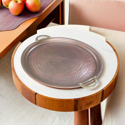 Handmade Hammered Copper Serving Tray, 14-Inch (Aruma)