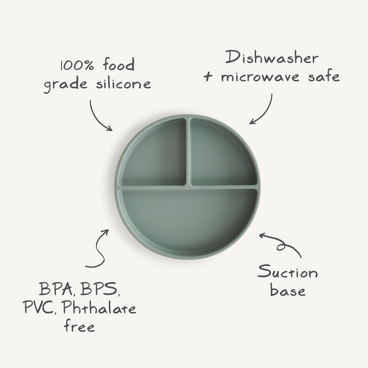 mushie 100% Food-Grade Silicone Divided Suction Plate