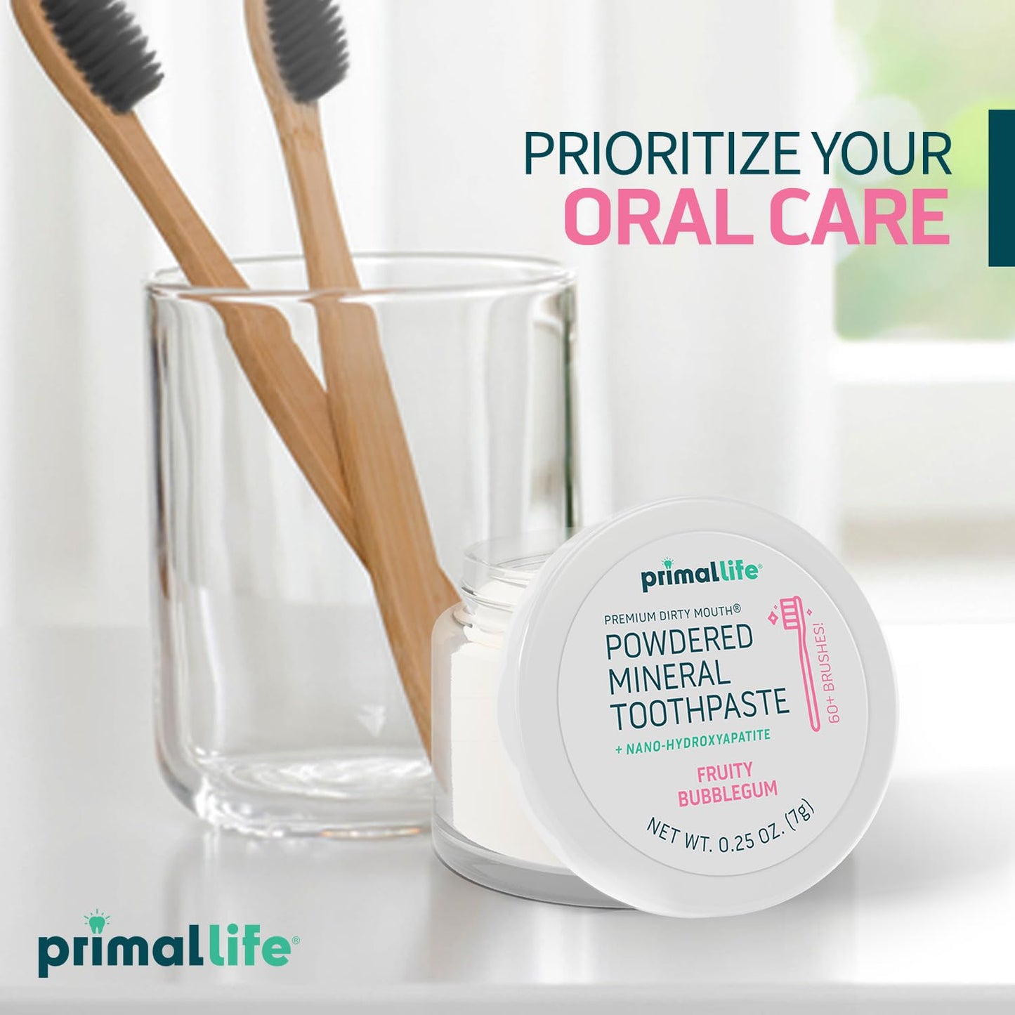 Fluoride-Free Remineralizing Tooth Powder, Bubblegum – Primal Life Organics