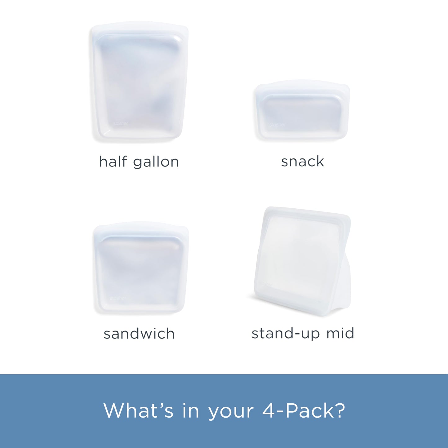 Reusable Silicone Food Storage Bags, Rainbow 4-Pack – Stasher