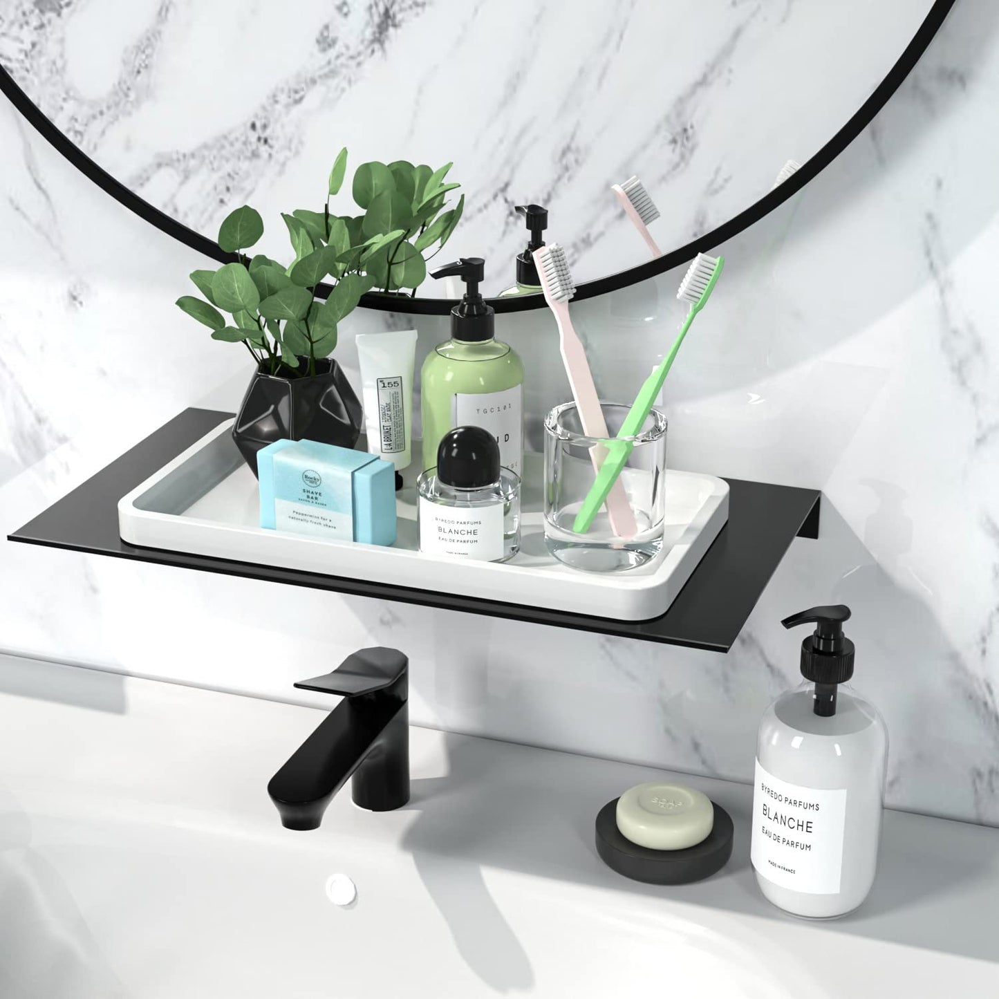 Sustainable Bamboo Bathroom Vanity Tray: Sleek Countertop Organizer