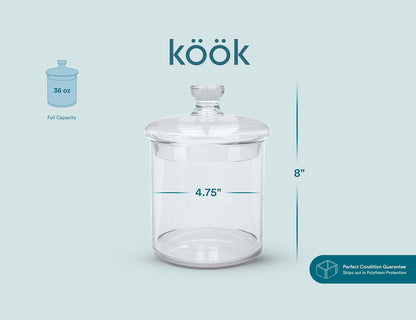 Plastic-Free Glass Apothecary Storage Jars, 36 oz, Set of 2 – Kook