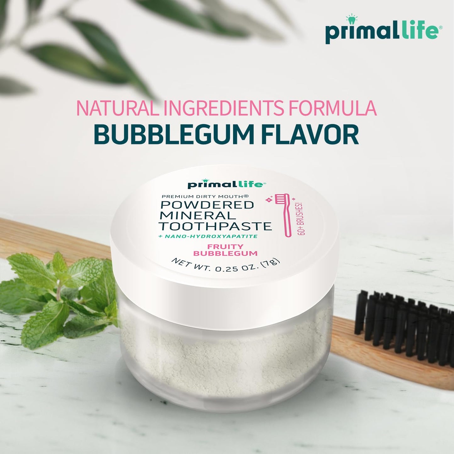 Fluoride-Free Remineralizing Tooth Powder, Bubblegum – Primal Life Organics