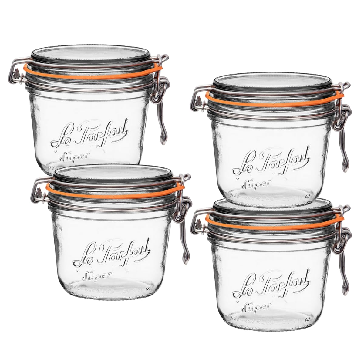 Le Parfait Super Terrine French Glass Jars (32oz Quart, Pack of 4)