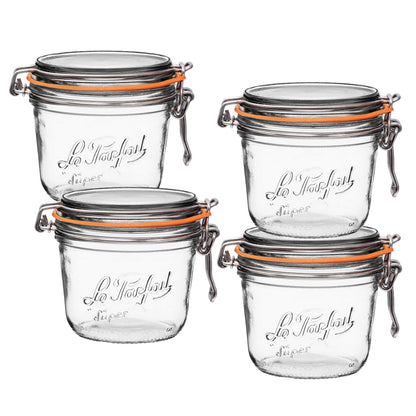 Le Parfait Super Terrine French Glass Jars (32oz Quart, Pack of 4)