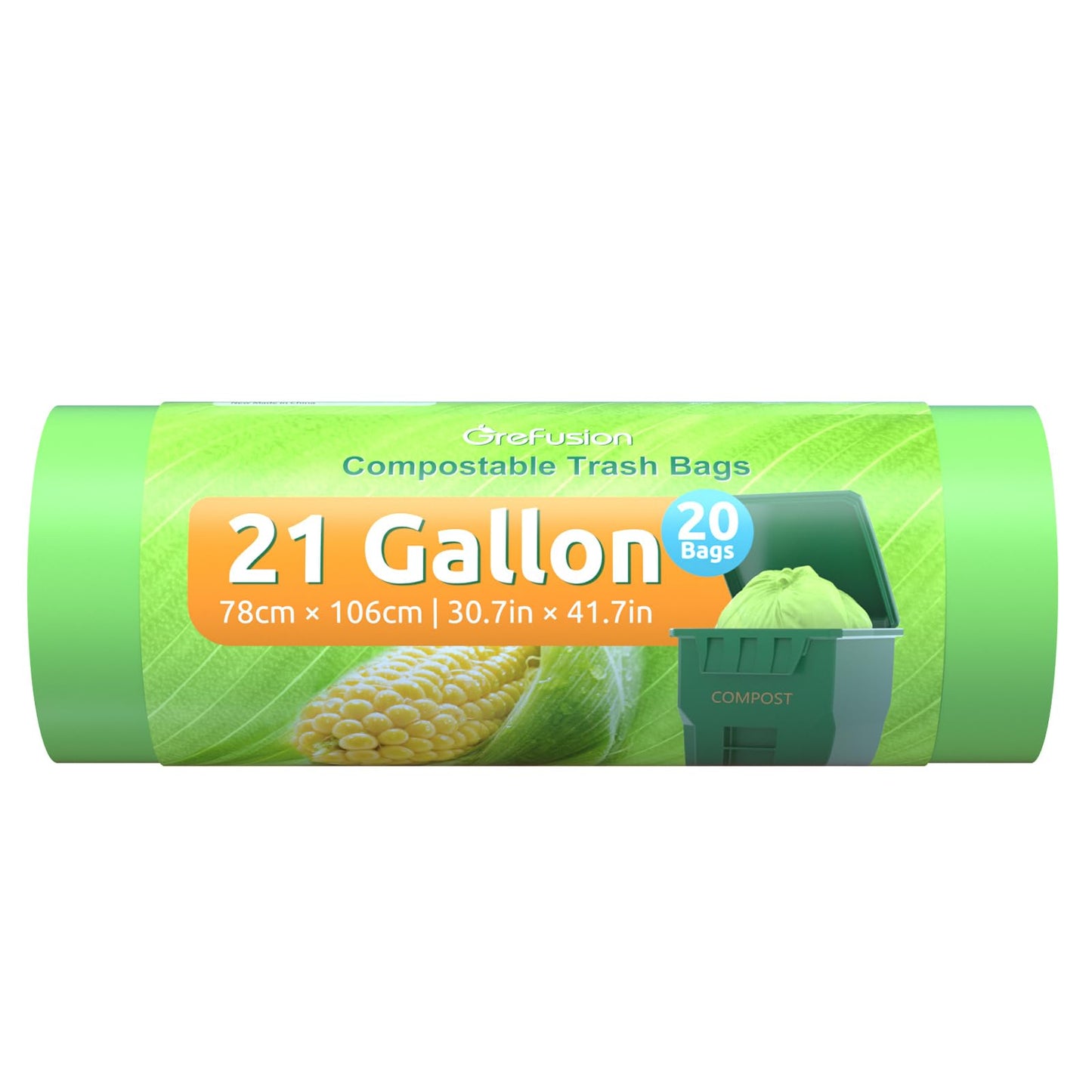 GreFusion 1.2 Gallon Compostable Bags - 125 Count (BPI Certified)