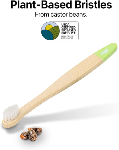 Ultra-Soft Bamboo Baby Toothbrushes, Plant-Based Bristles, Vegan – Sea Turtle (10-Pack)