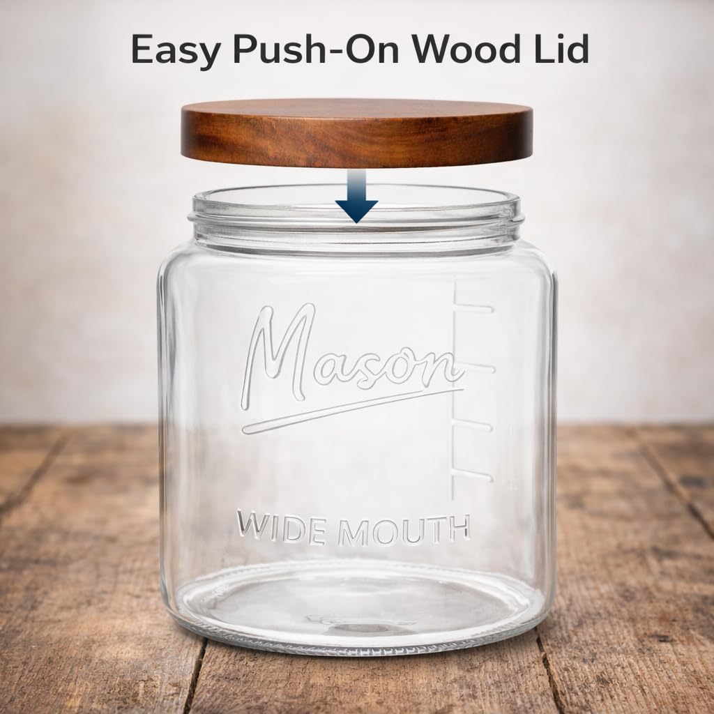 Plastic-Free 1-Gallon Glass Mason Jar with Acacia Wood Lid – Kitchentoolz