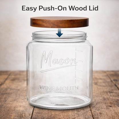Plastic-Free 1-Gallon Glass Mason Jar with Acacia Wood Lid – Kitchentoolz