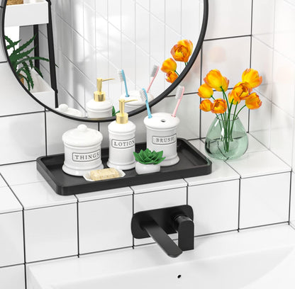 Sustainable Bamboo Bathroom Vanity Tray: Sleek Countertop Organizer