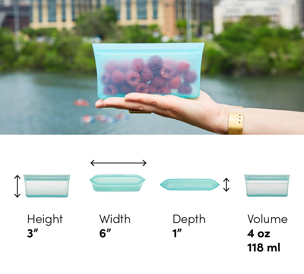 Reusable Silicone Bags, Stand-Up Zip Seal, 2-Bag Set - Zip Top