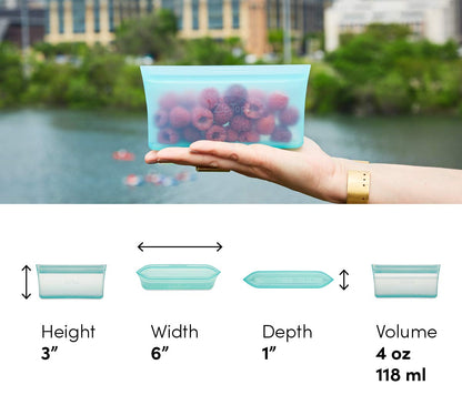 Reusable Silicone Bags, Stand-Up Zip Seal, 2-Bag Set - Zip Top