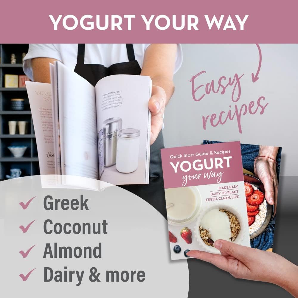 Microplastic-Free Non-Electric Stainless Steel Yogurt Maker with Glass Jar, 1-Qt