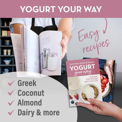 Microplastic-Free Non-Electric Stainless Steel Yogurt Maker with Glass Jar, 1-Qt