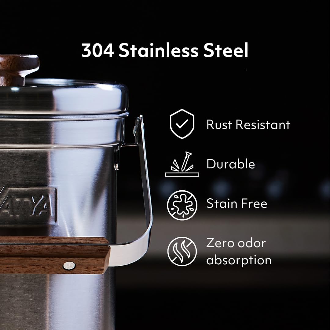 Vatya Stainless Steel Kitchen Compost Bin (0.8 Gallon)