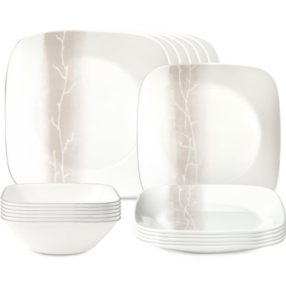 Corelle vitrelle wandering grove dinnerware with subtle design on a white background