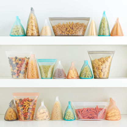 Reusable Silicone Bags, Stand-Up Zip Seal, 2-Bag Set - Zip Top