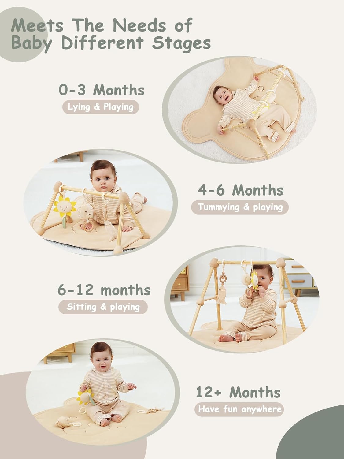 Non-Toxic Baby & Kids: Wooden Activity Gym with Cotton Play Mat