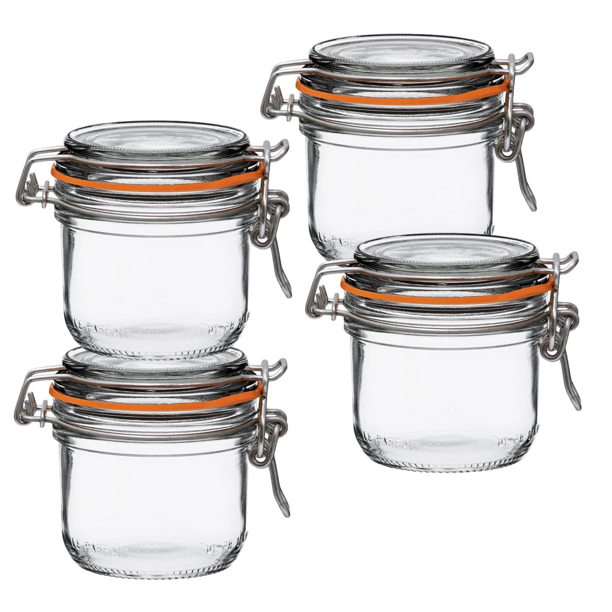 Le Parfait Super Terrine French Glass Jars (32oz Quart, Pack of 4)