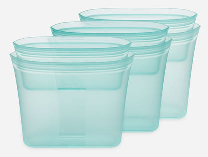 Reusable Silicone Bags, Stand-Up Zip Seal, 2-Bag Set - Zip Top