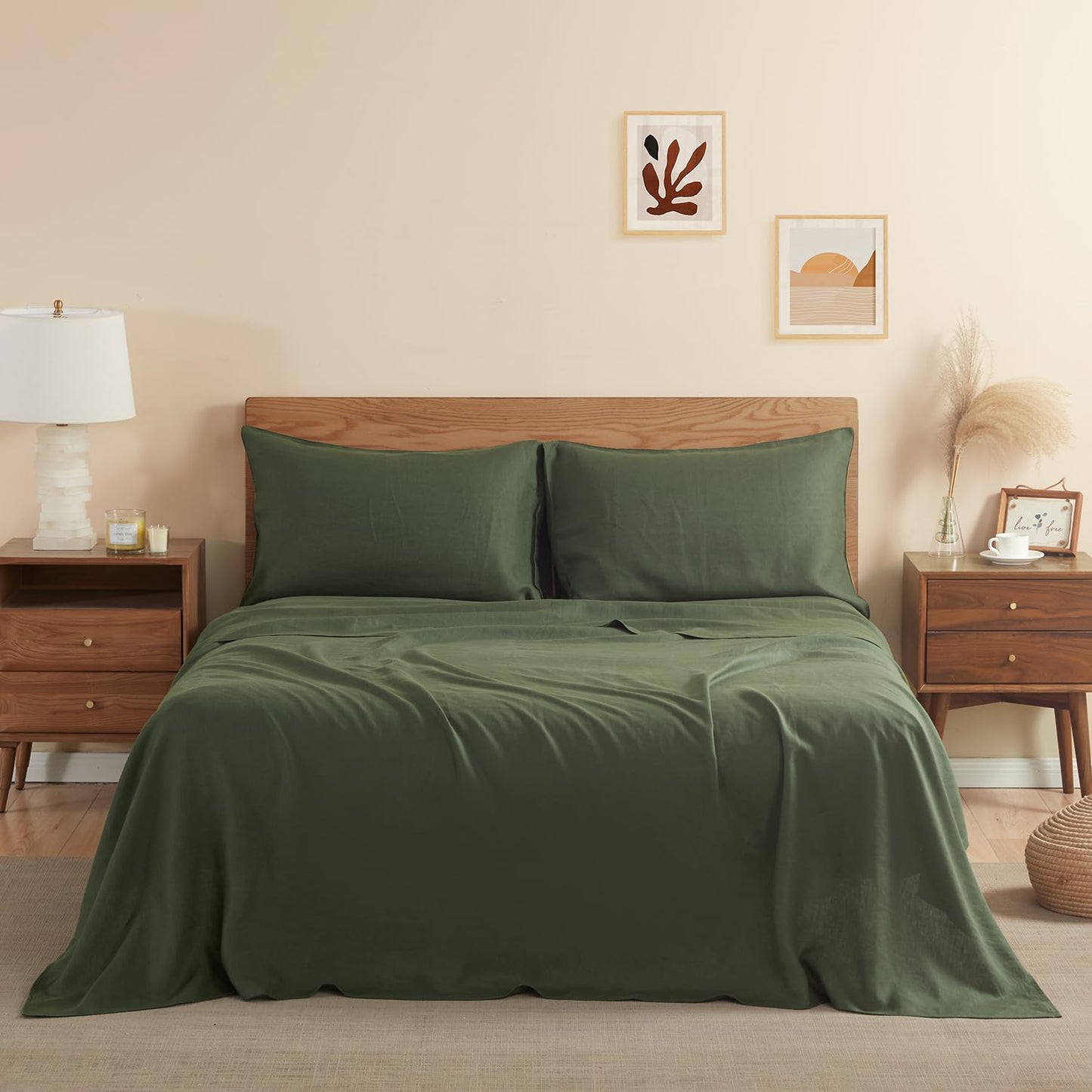 DAPU 100% Pure French Linen Sheets: Natural Normandy Flax Set