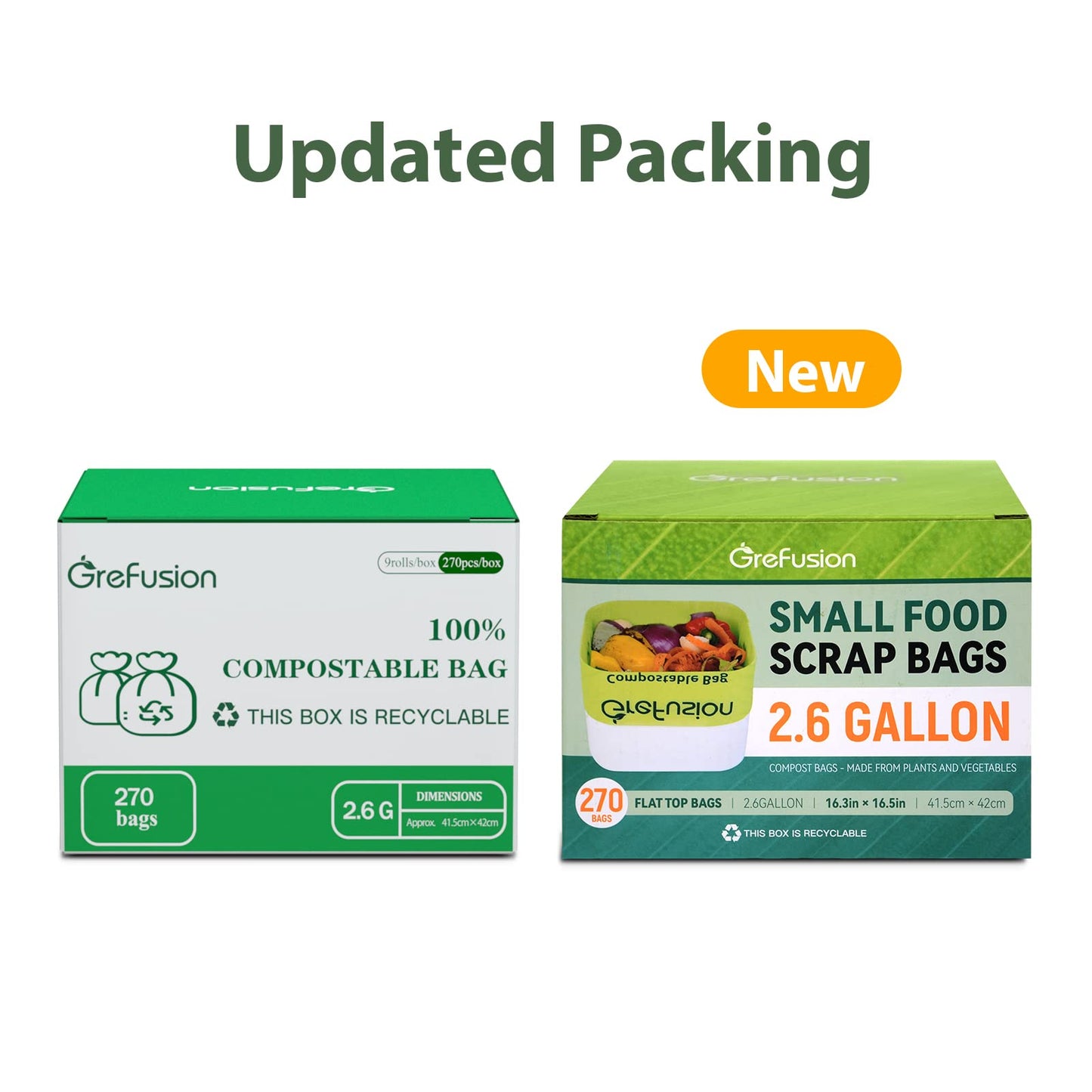 GreFusion 1.2 Gallon Compostable Bags - 125 Count (BPI Certified)