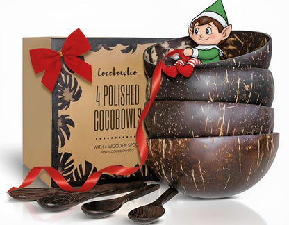 Non-Toxic Coconut Bowl Set with Wooden Spoons (COCOBOWLCO)