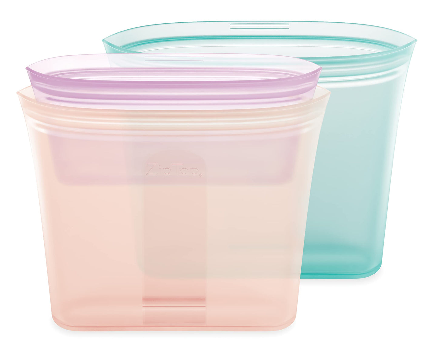 Reusable Silicone Bags, Stand-Up Zip Seal, 2-Bag Set - Zip Top