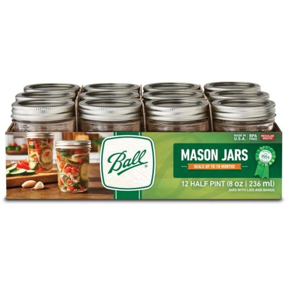 Quilted Glass Jelly Jars, 8 oz, BPA-Free, 12-Count - Ball