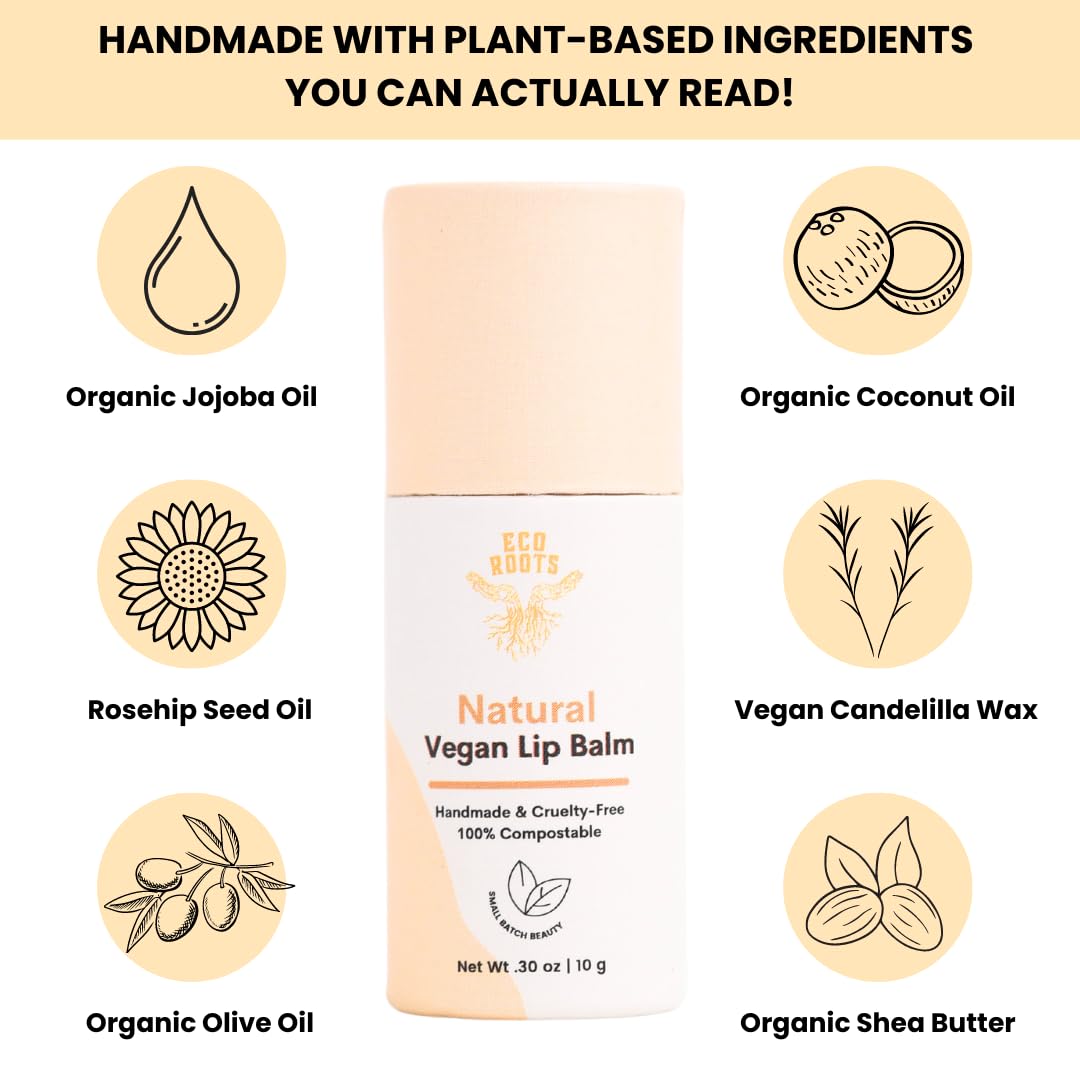 Organic Tinted Lip Balm 2-Pack: Coconut Oil & Plastic-Free Packaging